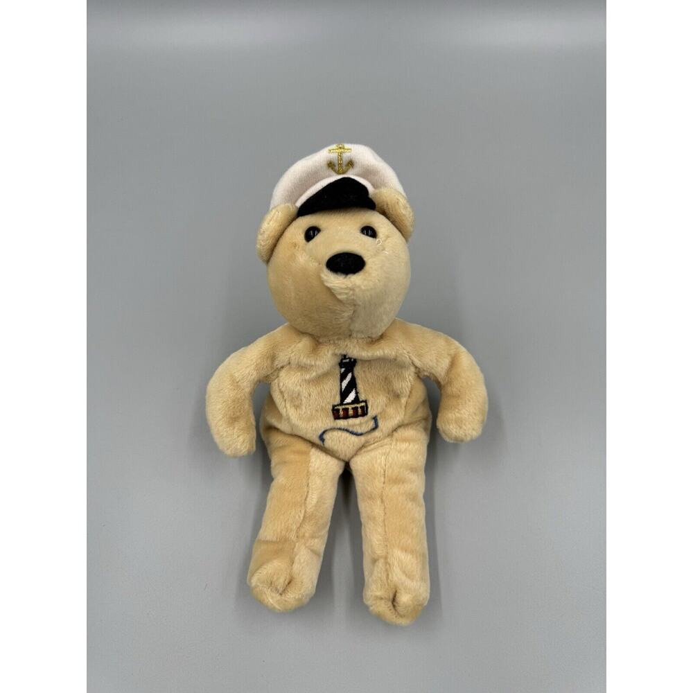 Lighthouse Bear Tan Bean Bag Teddy 9” In Sailor Hat Stuffed Animal Fiesta